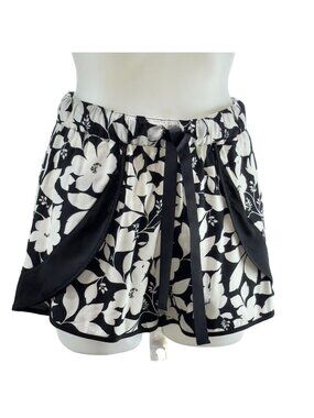 ANN TAYLOR Sleep Lounge Shorts Women's Black White Floral Pattern Size S